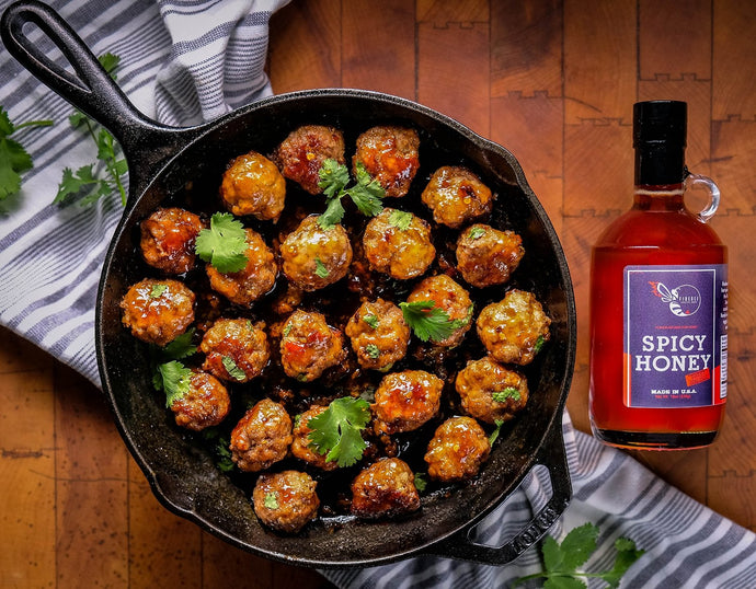 Asian Pork Meatballs with Spicy Honey Sauce