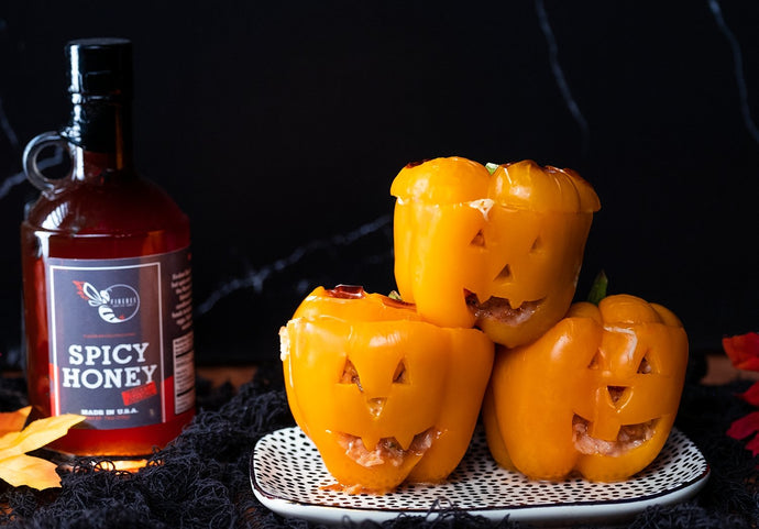 Spicy Jack-O-Lantern Stuffed Peppers