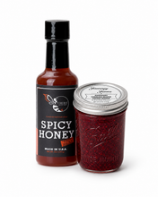 Load image into Gallery viewer, Firebee Spicy Honey &amp; Raspberry Carolina Reaper Jam Pair