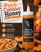 Load image into Gallery viewer, Firebee Peach Cobbler Honey - 12.9oz lifestyle