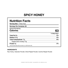 Load image into Gallery viewer, SPICY HONEY — Nutrition Facts (one of the bottles in this set)