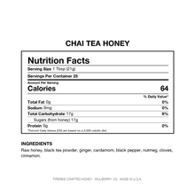 Load image into Gallery viewer, Chai Tea Honey — Nutrition Facts and Ingredients