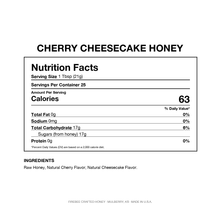 Load image into Gallery viewer, Cherry Cheesecake Honey — Nutrition Facts and Ingredients