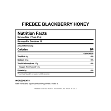 Load image into Gallery viewer, Firebee Blackberry Honey — Nutrition Facts and Ingredients