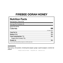 Load image into Gallery viewer, Firebee Oorah Honey — Nutrition Facts