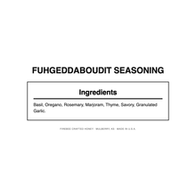 Load image into Gallery viewer, Fuhgeddaboudit Seasoning — Nutrition Facts and Ingredients