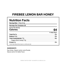 Load image into Gallery viewer, Firebee Lemon Bar Honey — Nutrition Facts