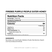 Load image into Gallery viewer, Firebee Purple People Eater Honey — Nutrition Facts