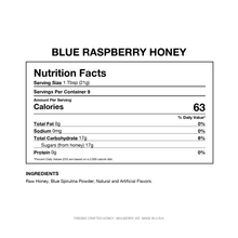 Load image into Gallery viewer, BLUE RASPBERRY HONEY — Nutrition Facts (in The Seasonal Sweet Set 5oz Flight)