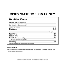 Load image into Gallery viewer, Spicy Watermelon Honey — Nutrition Facts and Ingredients