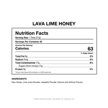 Load image into Gallery viewer, LAVA LIME HONEY — Nutrition Facts (in Sting Squad 5oz)