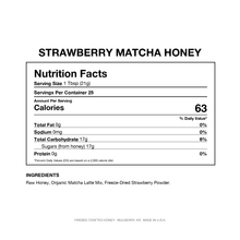 Load image into Gallery viewer, Strawberry Matcha Honey — Nutrition Facts and Ingredients